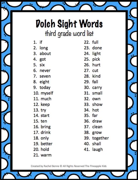 Color By Sight Word Dolch Third Grade Sight Words