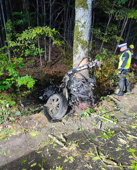 Policjanci pracowali na miejscu śmiertelnego wypadku drogowego w miejsc