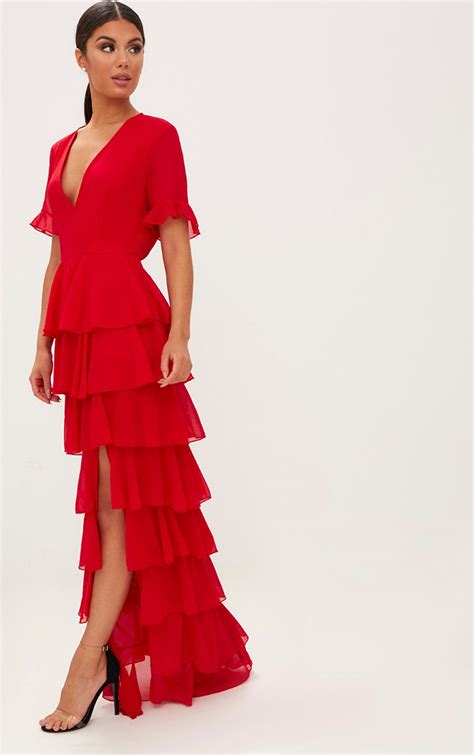 Red Ruffle Dress With Sleeves Dresses Images 2022