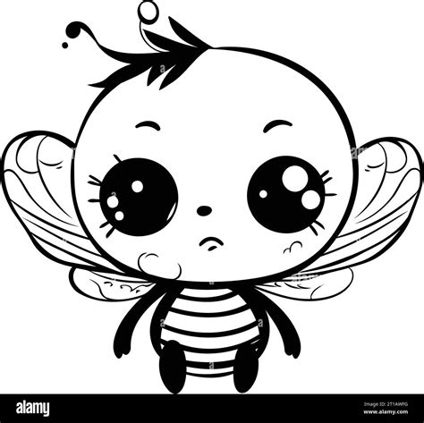 Cute Little Bee Flying Kawaii Character Vector Illustration Designicon Stock Vector Image And Art