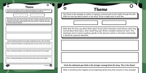 Theme Graphic Organizer For 6th 8th Grade Profesor Hizo