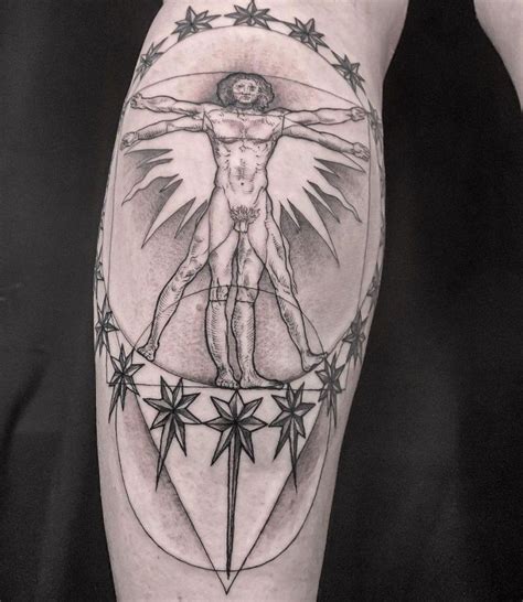 30 Unique Vitruvian Man Tattoos For Your Inspiration Vitruvian Man