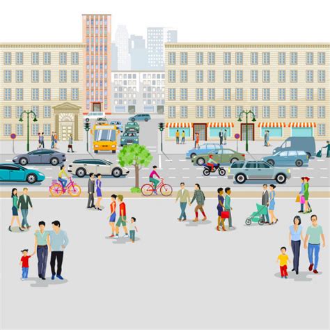 Town Traffic Pedestrians ⬇ Vector Image By © Scusi0 9 Vector Stock