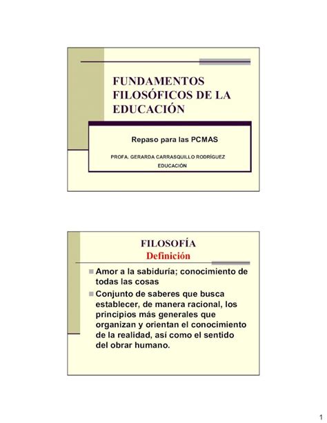 Pdf Fundamentos FilosÓficos De La EducaciÓn Repaso Para Las Pcmas