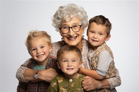 Premium AI Image | Affectionate Grandma and Grandkids on transparent background