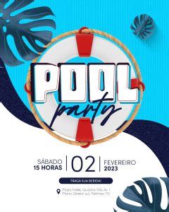 Modelo de Convite Festa na Piscina PSD Editável download Designi