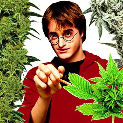 Harry Potter Smoking Weed Surrounded By Weed Plants Stable