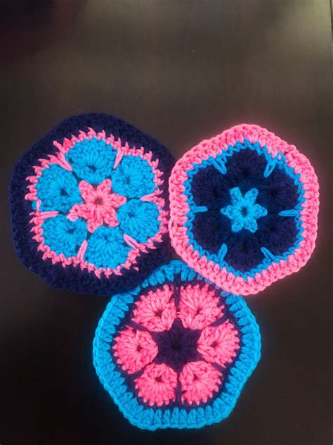 Handmade Crochet Coaster Hexagon 3pc - Etsy