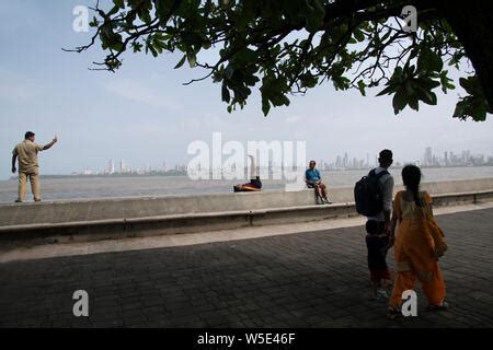 The image of Street life of Nariman point and skyline from Marine drive ...