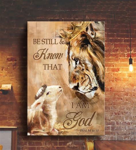 Christian Be Still And Know That I Am God Jesus Lion And Lamb Wall Art