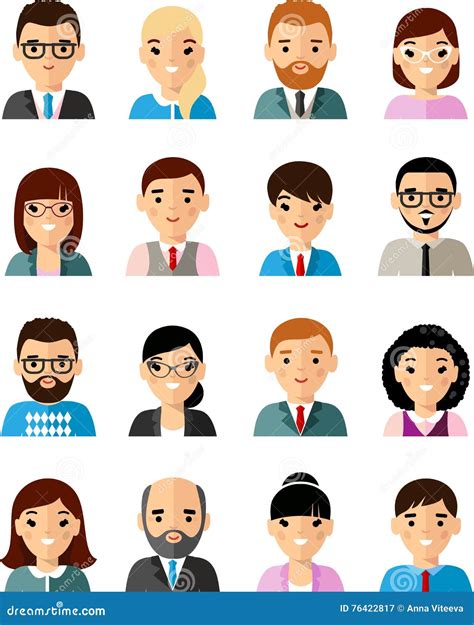 Grupo De Povos Europeus Do Avatar Do Neg Cio No Estilo Liso Ilustra O