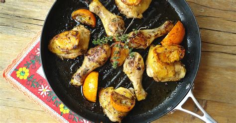 Hoje para jantar Perninhas de frango laranja e vinagre balsâmico