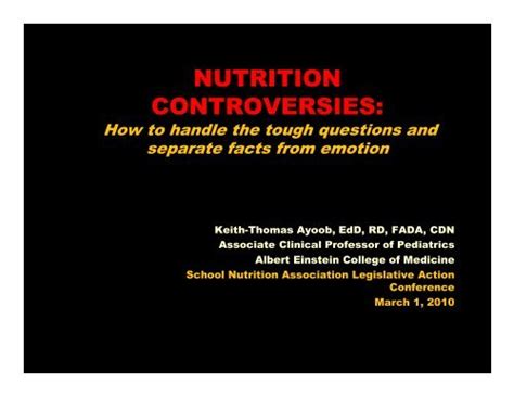 Nutrition Controversies School Nutrition Association