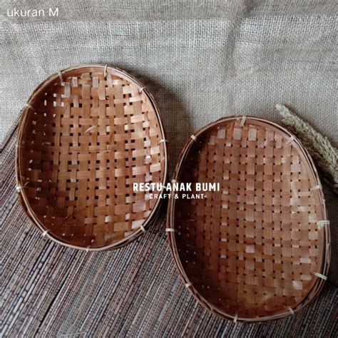 Jual B100 Piring Bambu Oval M 24x18cm Tempat Snack Wadah Saji Lau