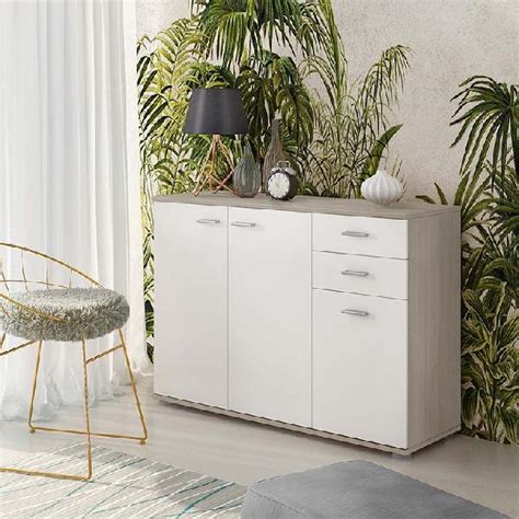 Credenza Moderna X Cm Ante Cassetti Rovere Bianco In Italia