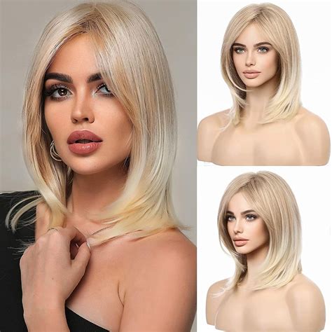 Amazon HAIRCUBE Ombre Blonde Shoulder Length Bob Wigs For Women