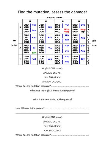 Gcse Biology Mutations Teaching Resources