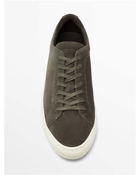 Massimo Dutti Split Suede Trainers In Gray For Men Lyst