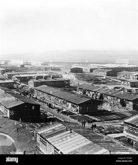 Overview Of A Concentration Camp With The Camp Barracks Stock Photo Alamy