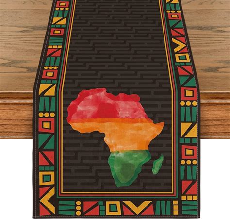 Amazon Artoid Mode African Black History Month Table Runner Map