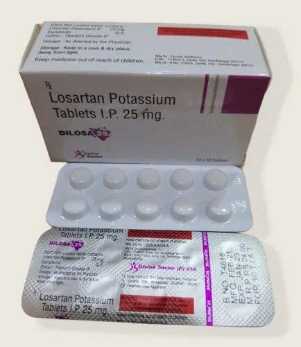 Dilosa Losartan Potassium Tablet Ip 25mg 10 X 10 Tablets Treatment