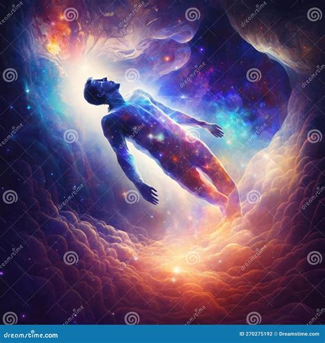 Astral Projection Concept Lucid Dream Illustration Soul Travel Generative Ai Stock