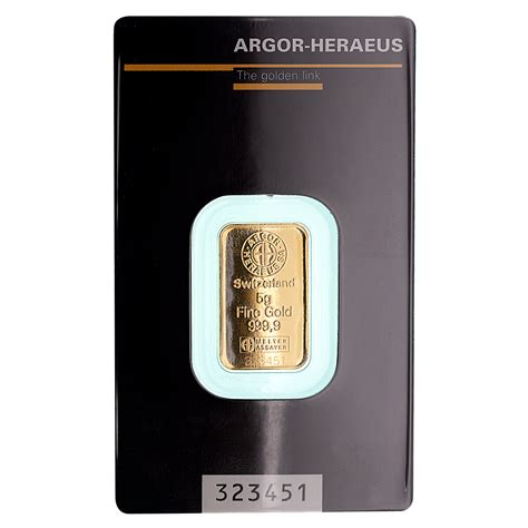 Buy 5 Gram Argor Heraeus Swiss Gold Bullion Bar