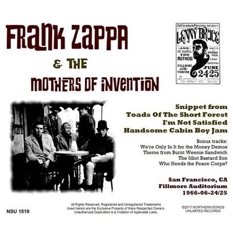 Live At The Fillmore Auditorium Ltd Cd By Frank Zappa The