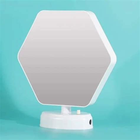 Plastic White Hexagon Magic Mirror For Personalized Gifting Size 21