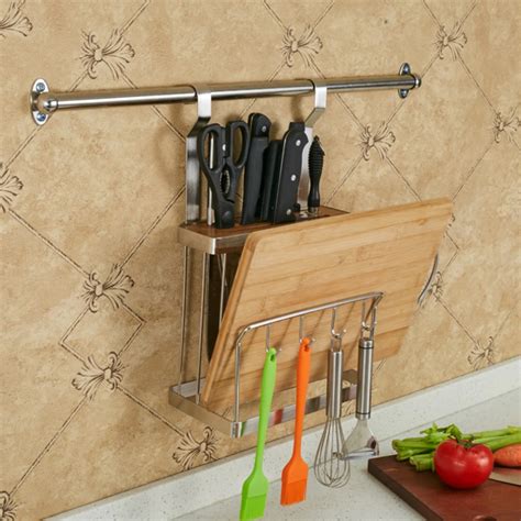 Stainless Steel Multifunction Storage Rack Wall Mounted Knife Cutting