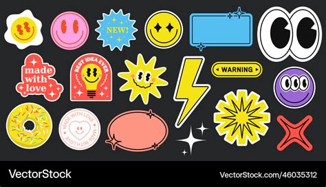 Decals stickers set of funny laptop stickers Vector Image