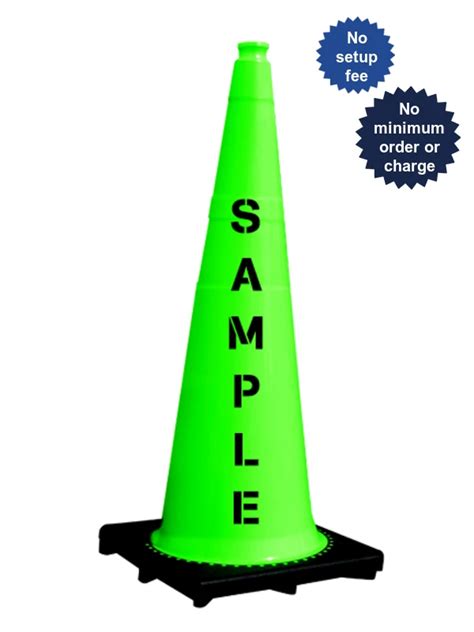 Lime 36 Inch 10 Lb Jbc Traffic Cone With Lettering CRL36SS Traffic