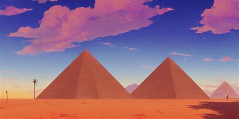 A Stunning Desert Landscape With A Pyramid By Makoto Stable Diffusion