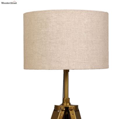 Buy White Fabric Shade Tripod Floor Lamp With Brown Wooden Base At 36