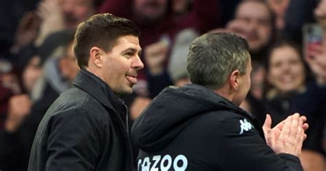 Steven Gerrard With His Tongue Out After Aston Villas Win Over Everton