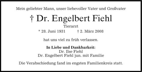 Traueranzeigen Von Engelbert Fiehl Trauer Merkur De