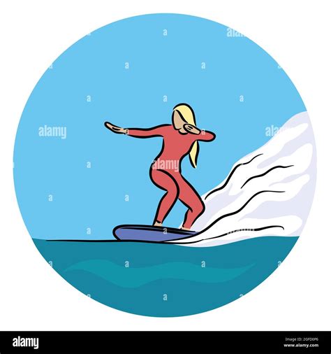 Surfing Girl Illustration Stock Vector Image And Art Alamy