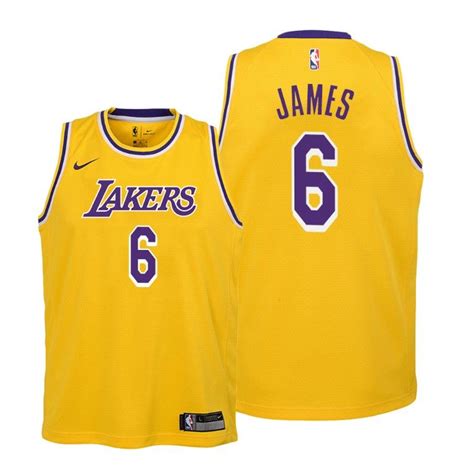 Youth Lakers #6 LeBron James 2021-22 Icon Edition Youth Gold Jersey ...