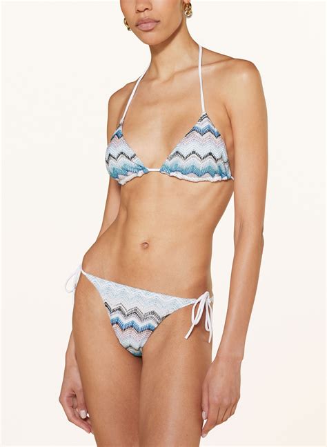 MISSONI Triangel Bikini mit Glitzergarn in hellblau türkis weiss