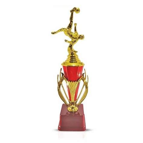 Golden Glass Gold Plated Fibre Football Trophy For School Shape Cup