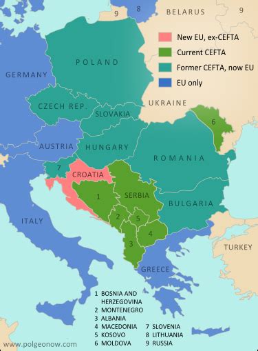 Croatia Joins EU, leaves CEFTA - Political Geography Now