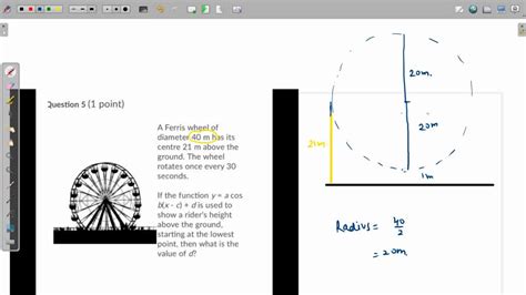 SOLVED Question 5 1 Point A Ferris Wheel Of Diameter 40 M Has Its