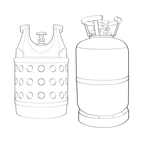 Premium Vector Set Of Industrial Gas Cylinders Vector Outline Outline