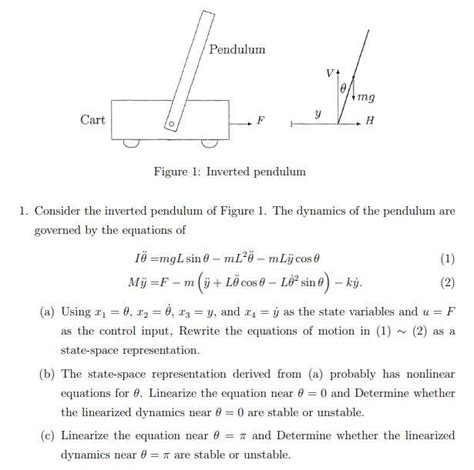 Solved Figure 1 Inverted Pendulum 1 Consider The Inverted Chegg