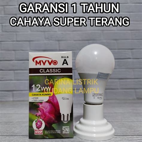 Jual MYVO CLASSIC LAMPU LED BULB 12W CAHAYA KUNING WARM WHITE 3000K