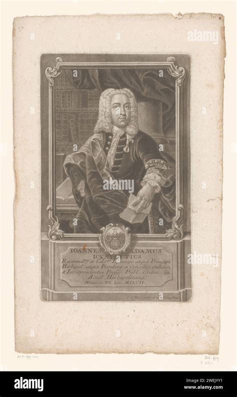 Portrait Van Johann Adam Von Ickstatt 1741 Print Paper Etching