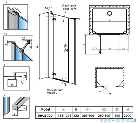 Radaway Fuenta New DWJS drzwi wnękowe 120cm lewe szkło przejrzyste