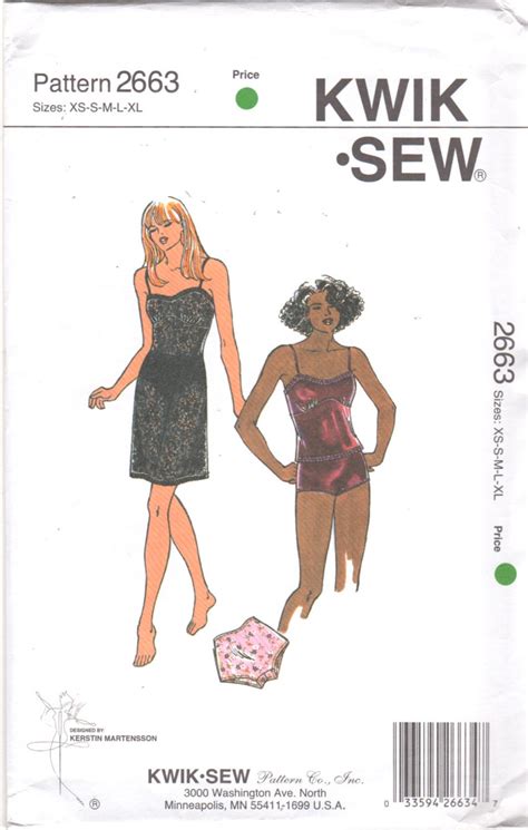 Kwik Sew Misses Lingerie Empire Waist Slip Camisole Boy Cut