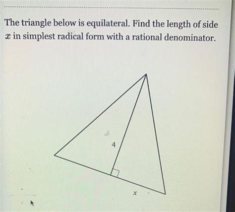 Solved The Triangle Below Is Equilateral Find The Length Of Chegg