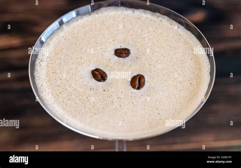 Espresso Martini Cocktail Garnished With Coffee Beans Stock Photo Alamy